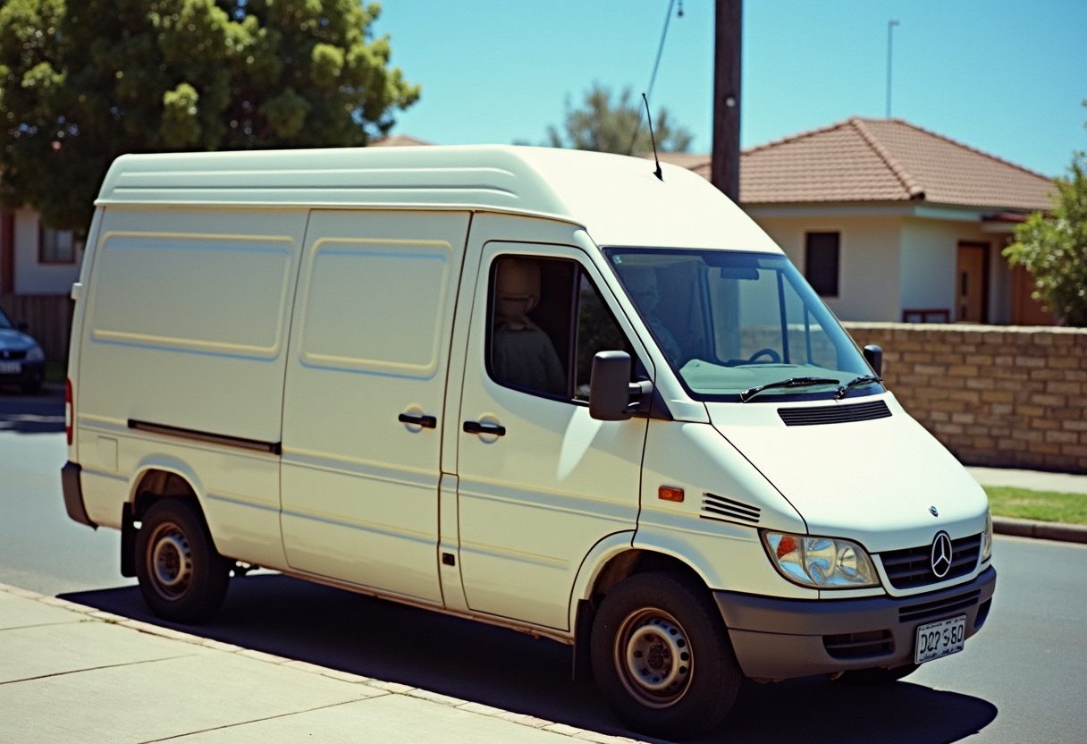 Locksmith van on a sunny coastal street
